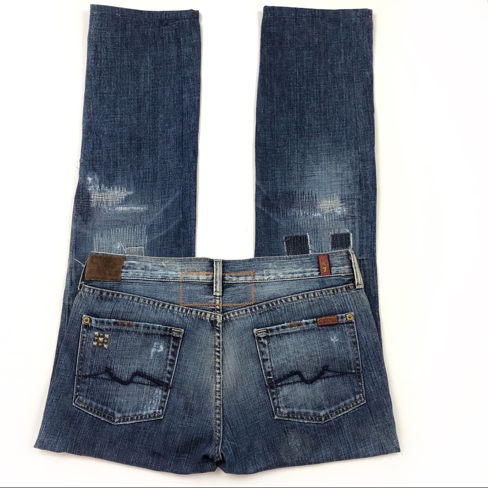 7 For All Mankind Patch Studded Distressed Jeans Size 29 - Picture 4 of 7